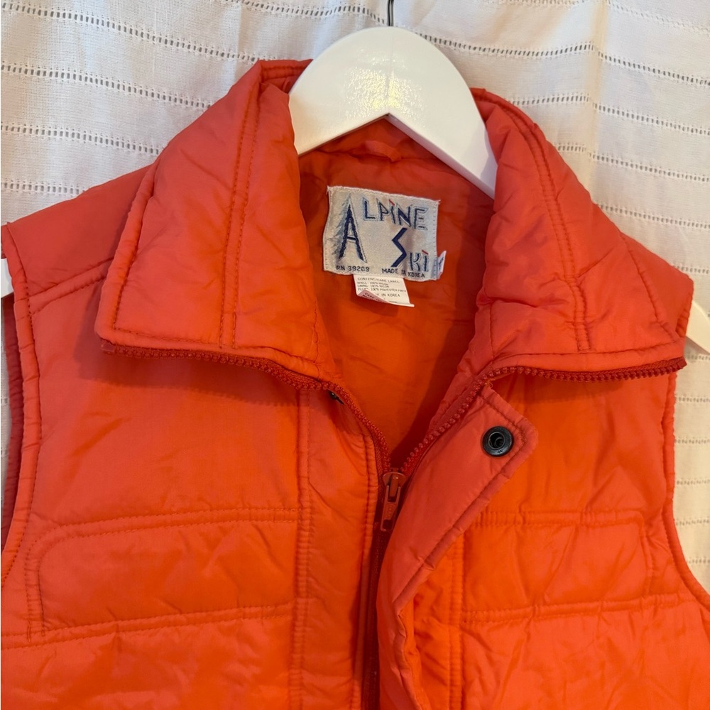 Retro 1970s Alpine Ski Vest Vintage Tangerine Orange Size Small - Picture 2 of 5